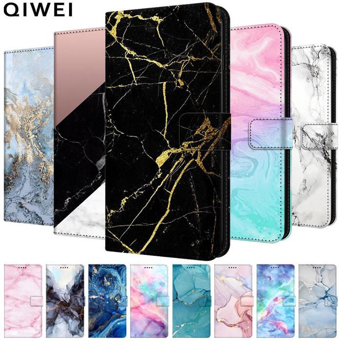 Leather Flip Case For OPPO A16 A16s A54s A55 A94 5G F5 F7 F9 Marble