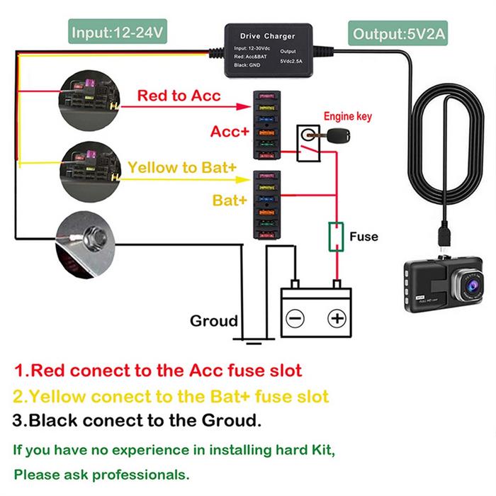 Hot Sale Parking Surveillance Cable for 70mai 4K A800S A500S D06 D07 D08 M300 Hardwire Kit UP02 for 