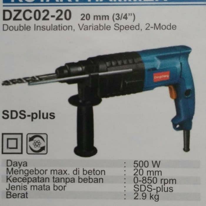 Dongcheng Rotary Hammer 20Mm Dzc02-20 500W