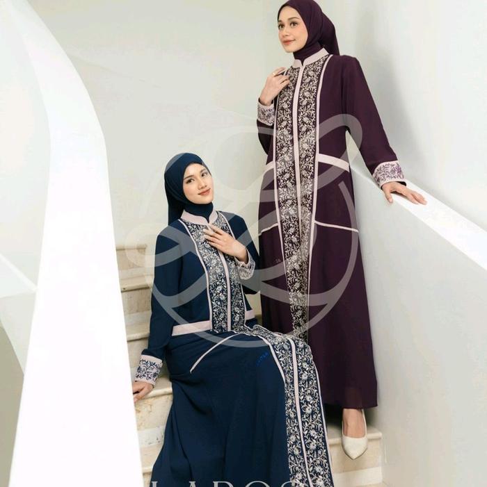 Set Gamis larosa bordir original P12.118  / ABAYA  Dress larosa original set Kerudung  /  Gamis abay