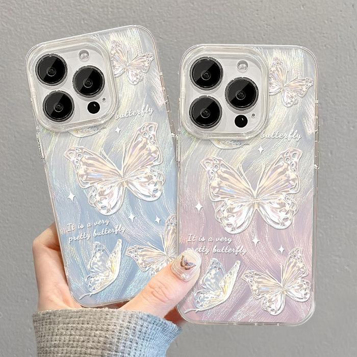 Casing iPhone Ponsel Gradien Kupu-kupu Camlet Rasa Kemewahan Casing Ponsel Super Fairy Cocok untuk i