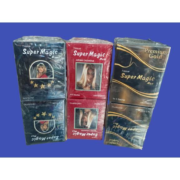 Code-SUPER MAGIC TISSUE HITAM, MERAH CASSANOVA DAN GOLD // TISSUE LOVERS MAN HITAM (KEMASAN BARU)