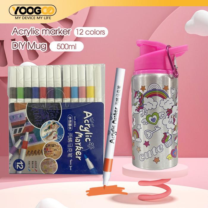 500ml DIY Anak-Anak Cangkir Air Botol Stainless Steel Bottle Botol Premium Air Baja Tanpa Beku/Berus