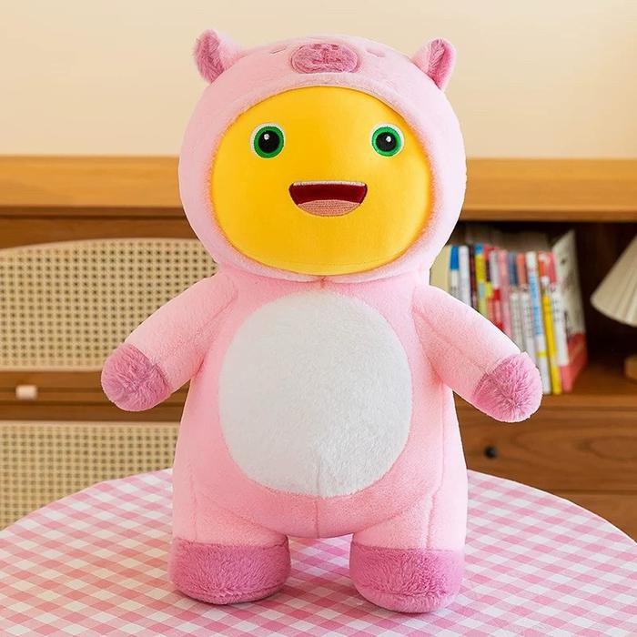 Boneka Nailong Dino Kuning Kostum Pink