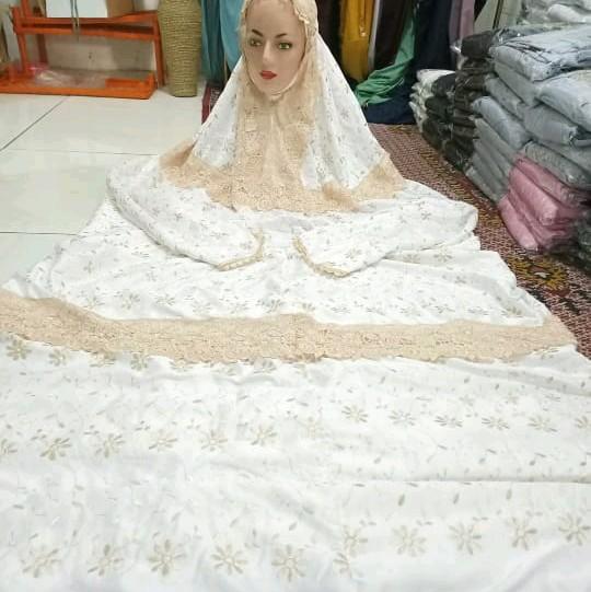 MUKENAH TERUSAN SIZE DEWASA BAHAN SUTRA PARIS POLOS/FULL RENDA