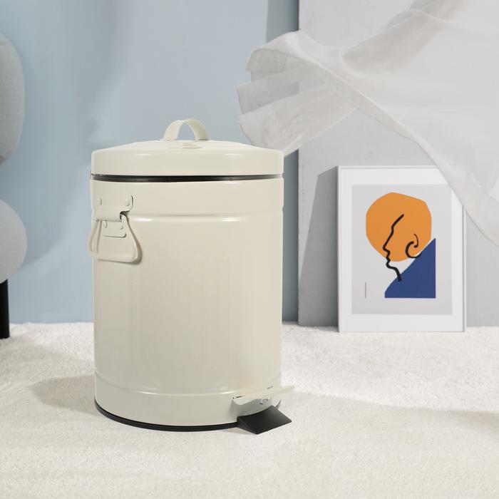 Retro Metal Trash Can Practical Waste Bins Soft Cover Foot Pedal Hotel Litter Tinplate