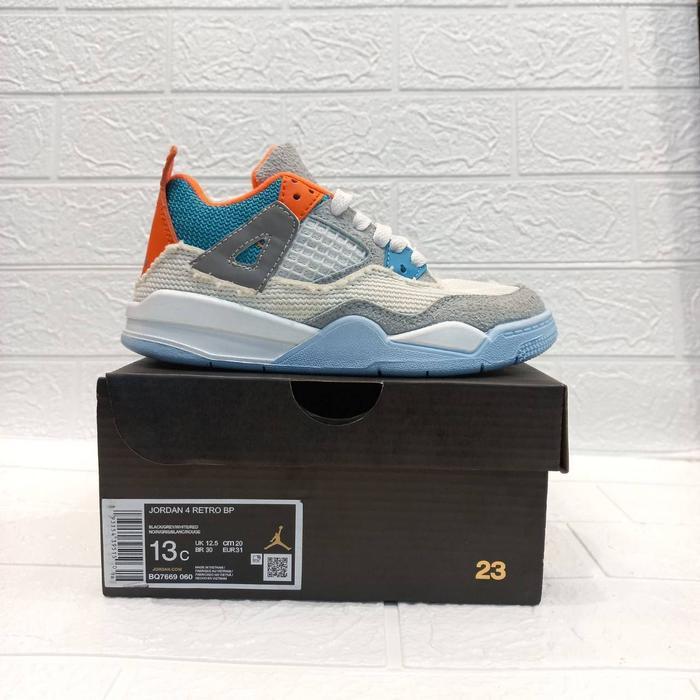sale SEPATU ANAK NIKE AJ RETRO 4 WHITE GREY BLUE ORANGE ORIGINAL