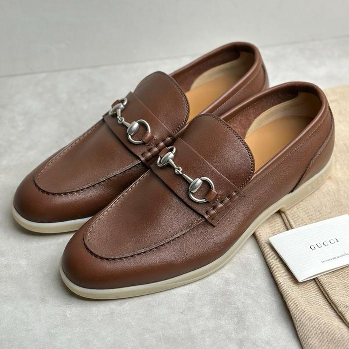 G*cci Brown Leather Horsebit Loafers ( New SS ) (BS818) 100% AUTHENTIC