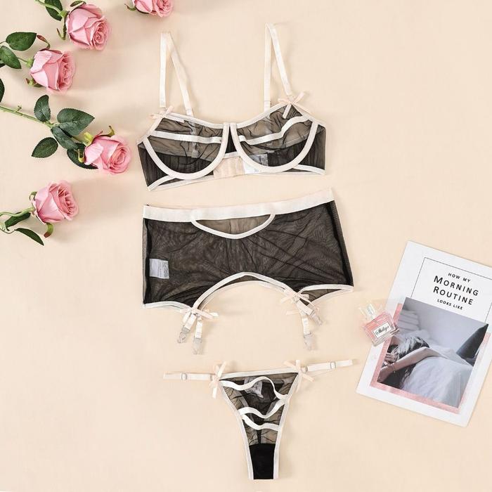 Seksi Lingerie Bra Set Bra Berkawat Bikini Bra Transparan