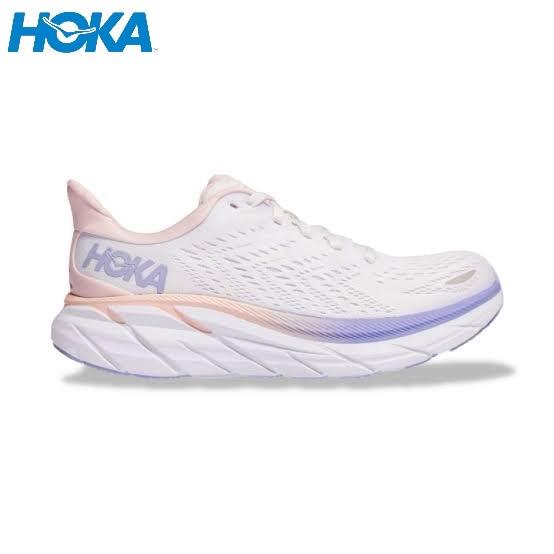 Sepatu Hoka Clifton 8 Women's White Purple  Wanita Sport Running