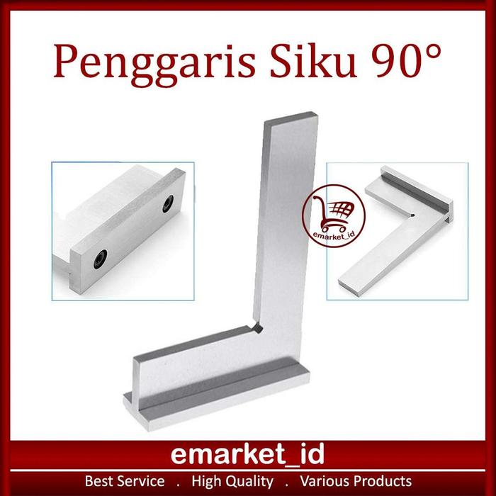EM Penggaris Siku Mistar Tepi Baja 90 Derajat HRC68 300mm AI73 / Persegi Presisi Degree Right Angle 