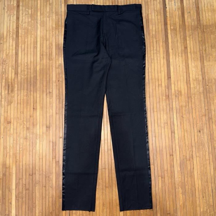 SAINT LAURENT YSL TUXEDO WITH SATIN SIDE STRIPES BLACK SLIM FIT TROUSERS PANTS thom browne philipp p