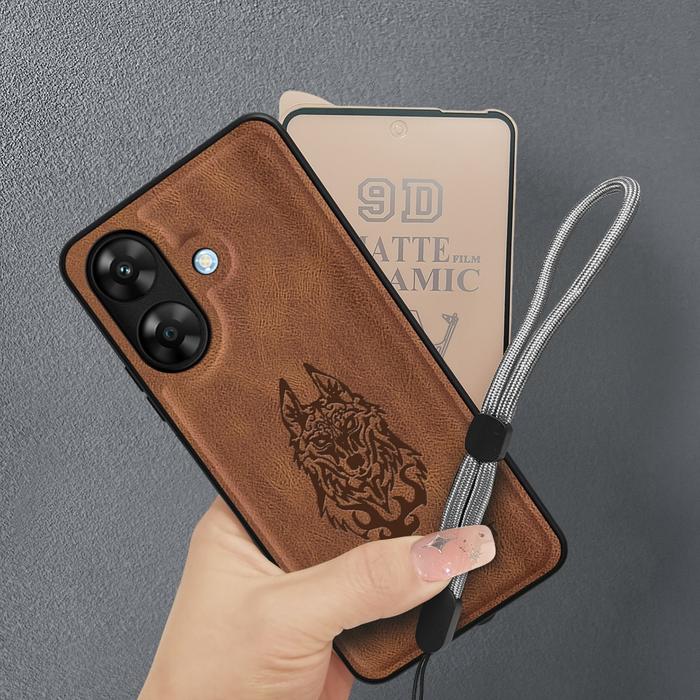 2 dalam 1 Casing HP Realme Note 60 4G Note 60x RMX3933 Anti Gores case Premium Kulit + Film Pelindun
