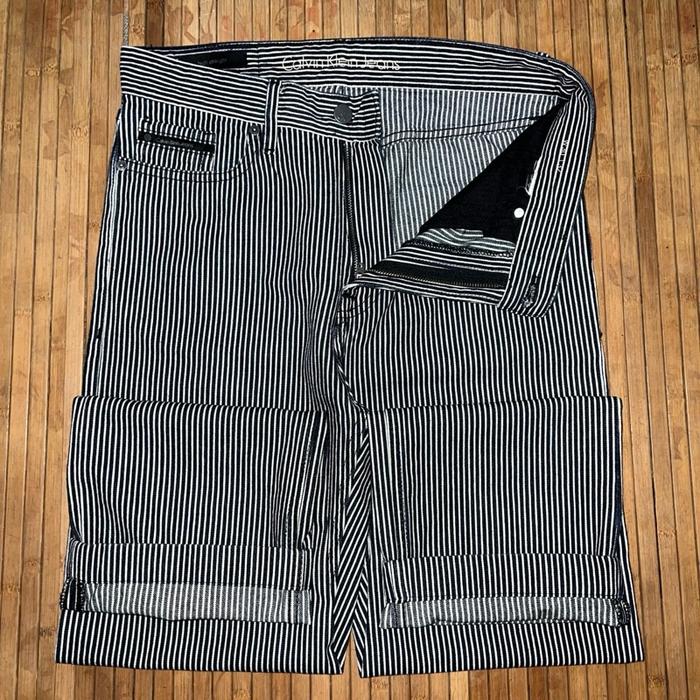 CALVIN KLEIN STRIPED BLACK WHITE HICKORY REGULAR STRAIGHT LEG FIT DENIM JEANS carhartt dickies 874