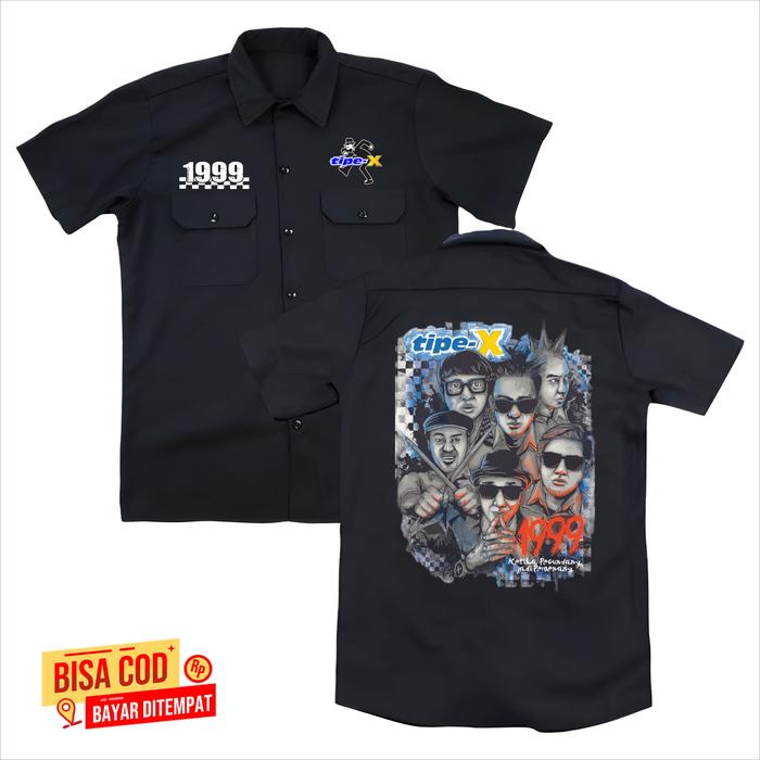 KEMEJA Workshit TIPE-X 1999 X-FRIENDS SKA Pendek Hitam terbaru distro - WORLSHIT Tipe-X SKA BAND Hit
