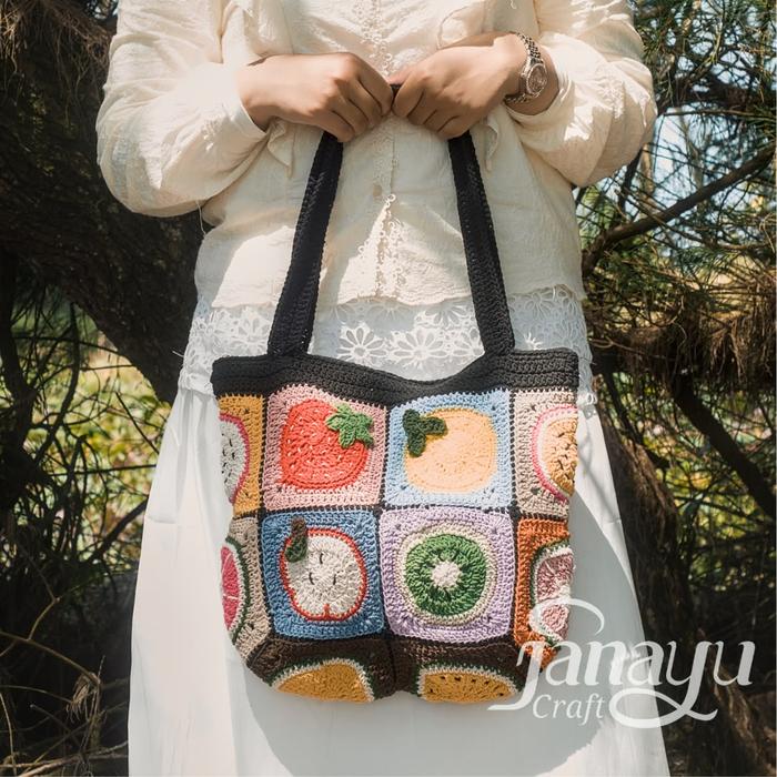 Janayu | Totebag Fruity - Totebag Rajut Handmade Tas Rajut Buah Colorful Tas Selempang & Bahu