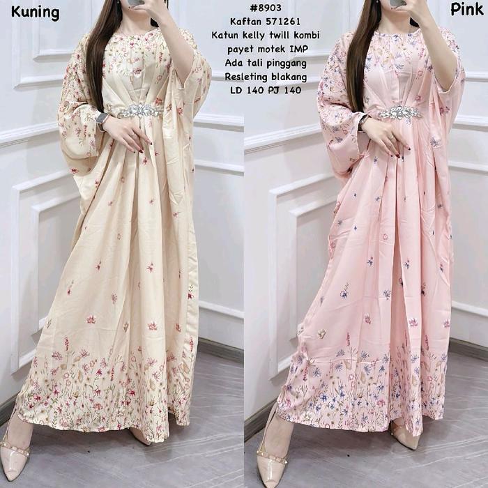 BS-Kaftan 571261-8903 Katun Kelly Twill Kombinasi Payet Motek IMPA - Rayon, Wanita, Gamis, Dress, Mu