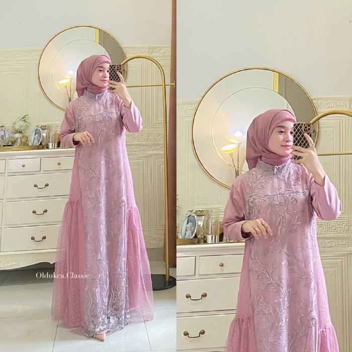Yasmin Dress tile dot mix brokat