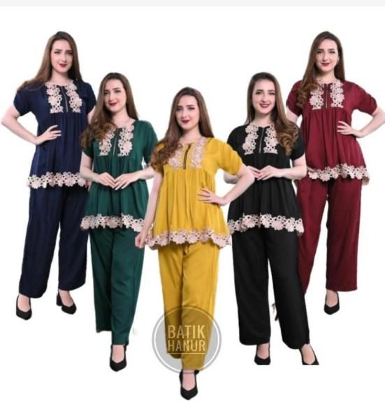 Laris New piyama arab setelan lulu by dlusia / GROSIR SETELAN CP ARAB RENDA LULU BUSUI / DASTER