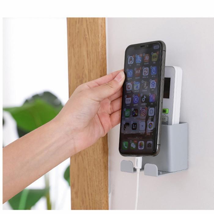 RAK CHARGER 2IN1 TEMPEL HP DINDING RAK TEMPEL HOLDER REMOTE
