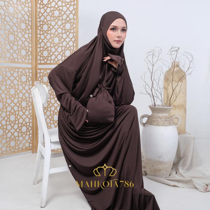 Mahkota786 - Mukena Terusan Dewasa Jumbo Adem Menutup Dagu Syar'i Jersey Naeema Series