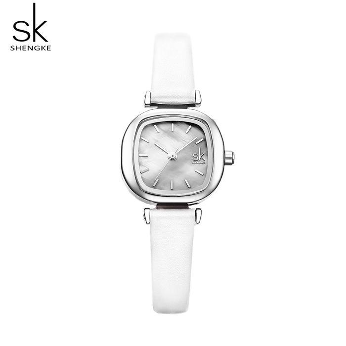 SHENGKE Jam Tangan Wanita Classic Casual Leather Strap Quartz Movement Water Resist K8052