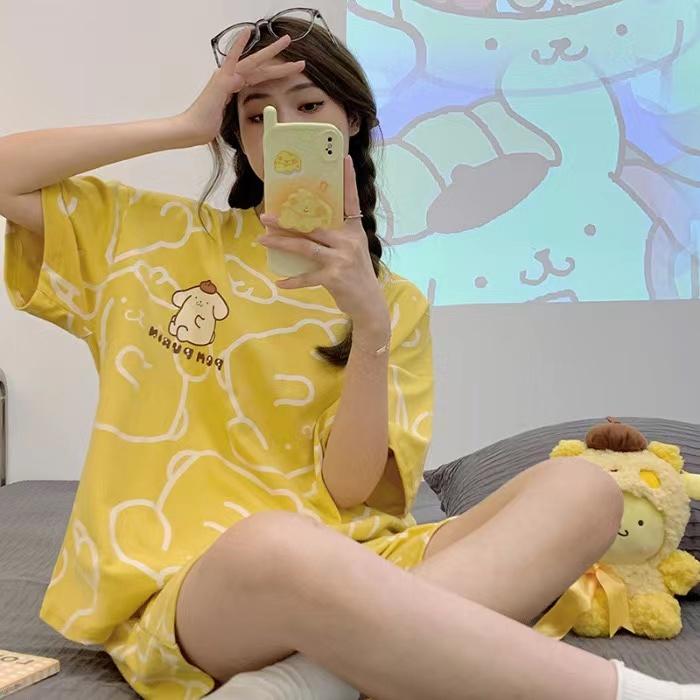 HOHO_HWANG (P-50) Baju tidur set celana pendek/baju tidur corak/sleep wear/setelan baju tidur piyama