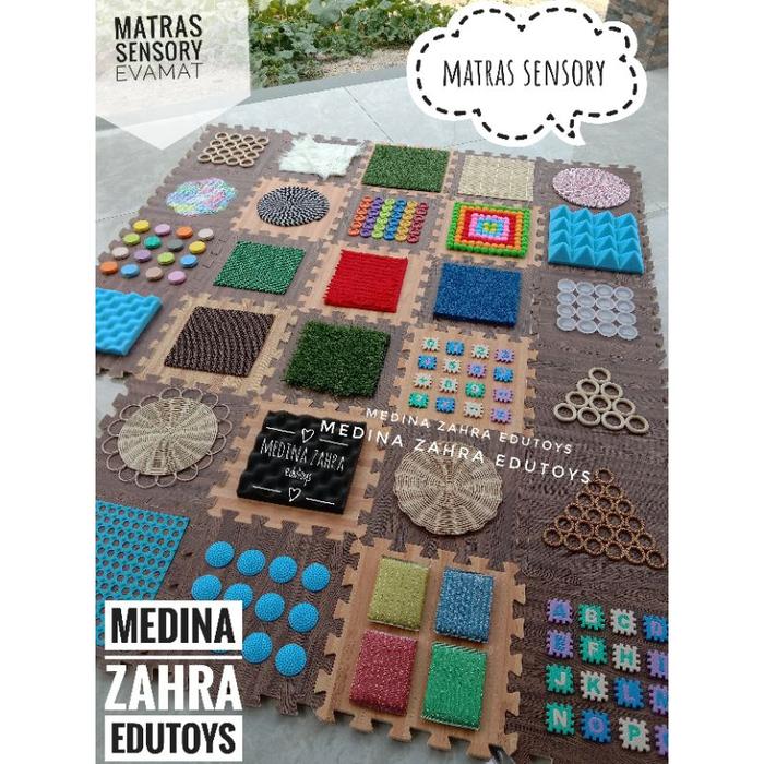 Matras Sensory 9in1 Edutoys Puzzle Sensory Playmat Mainan Sensk Matras Sensory