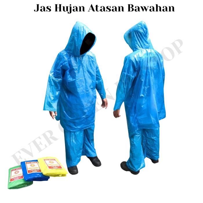 Jas Hujan Dewasa Baju Celana Plastik / Kresek Jas Ujan Jaket Celana Setelan Atasan Bawahan Motor Sep