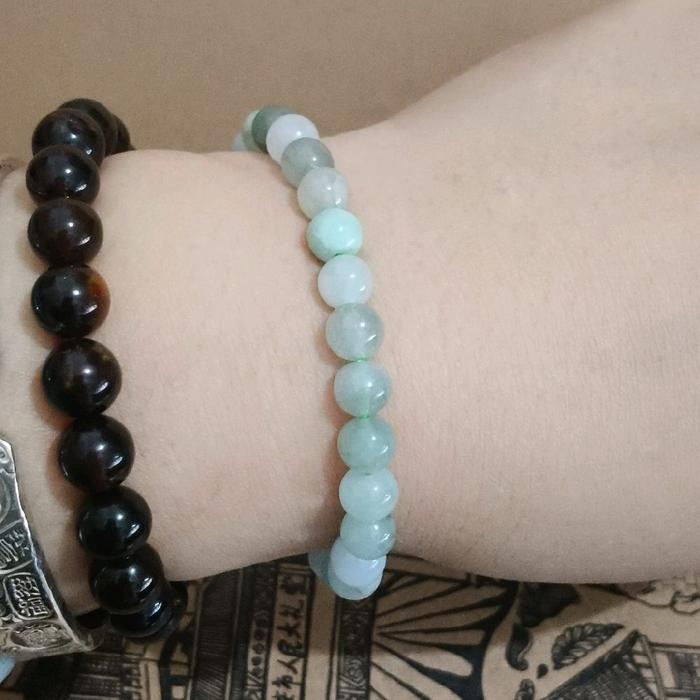 Gelang Giok Burma 7mm hijau es bersertifikat