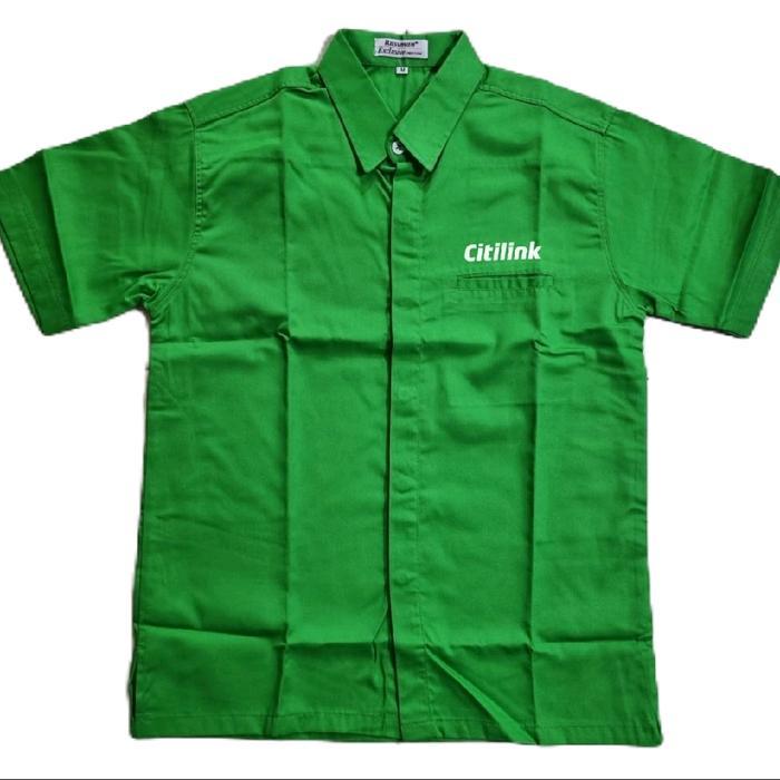 Kemeja CITILINK Seragam Citilink Hijau Lengan Pendek Pria Bordir