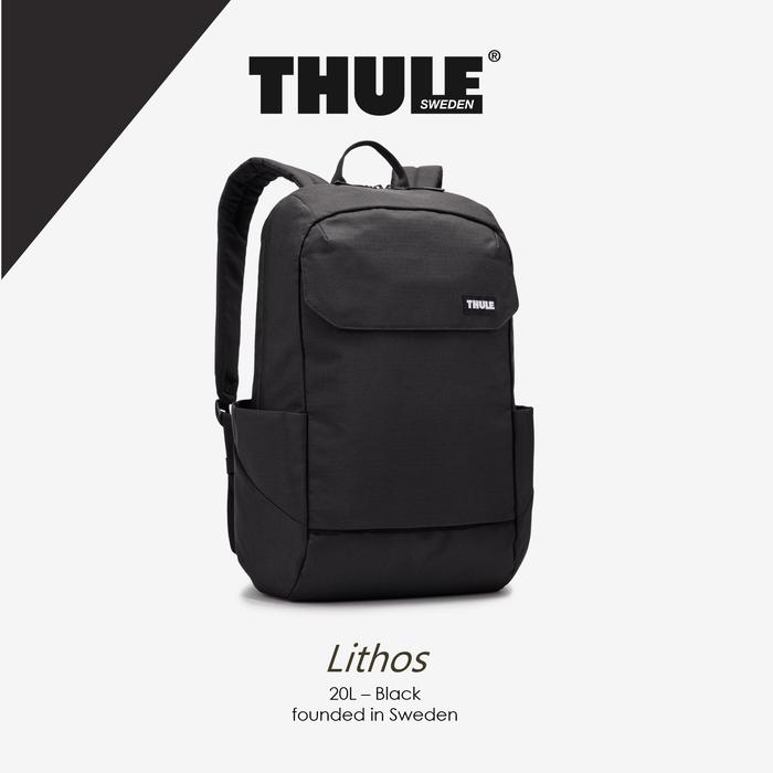 THULE Lithos Backpack 20L Black Original β Tas Ransel Laptop Premium Ringan Anti Air Tahan Lama