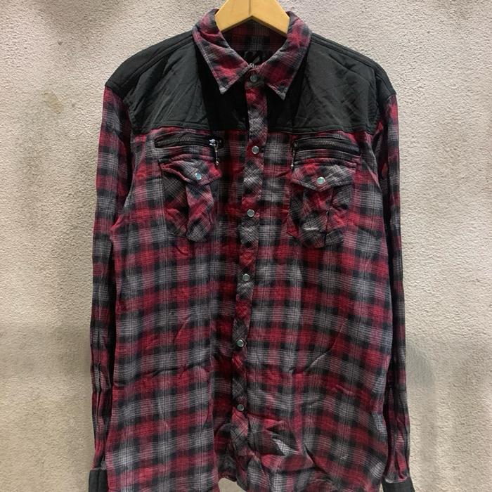 Kemeja Flanel Time Step Y2k Zip Double Pocket