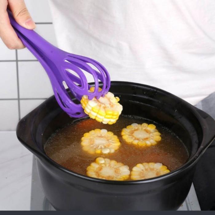Whisk pencapit makanan alat pengocok telur jepit alat masak serbaguna