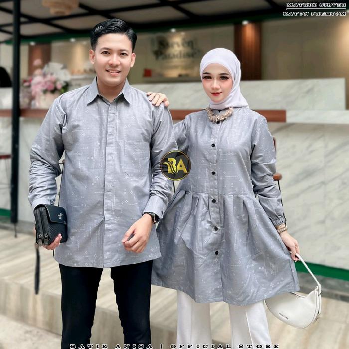 set couple kemeja tunik belah samping tunik balon model terbaru ready size jumbo BISA COD