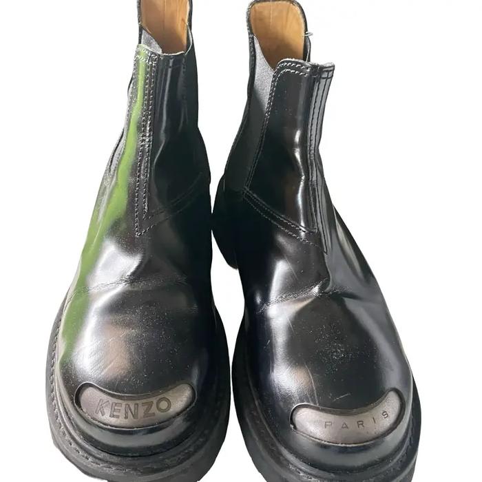 Kenzo Smiles Chelsea Boots Sepatu Pria Kulit Patent Leather