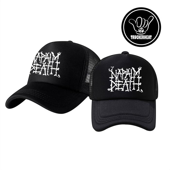 Truckerhead Topi TRUCKER HEAT NAPALM DEATH topi band metal premium Hitam dengan Desain Napalm Death