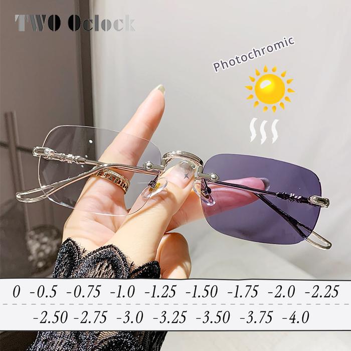 Luxury Photochromic Sunglasses Women Prescription Glasses Graduated Lenses Minus Anti Blue Computer