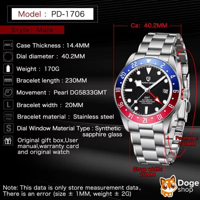 Pagani Design PD-1706 GMT Homage PD1706 Automatic DG5833GMT Movement Batman Pepsi Coke Jam Tangan