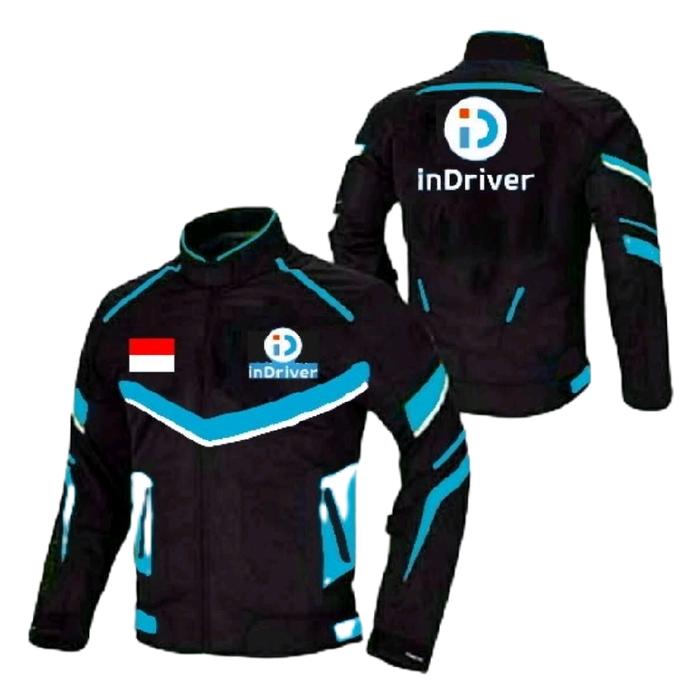 Jaket Indriver Biru Bahan Taslan Lapisan Kaos Adem Size M L XL XXL Ready Stock Jaket Grosir Indo Pri
