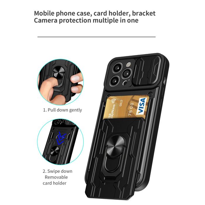 Hybrid Heavy Duty Armor Case Card Pocket for iPhone 14 Pro iPhone 14