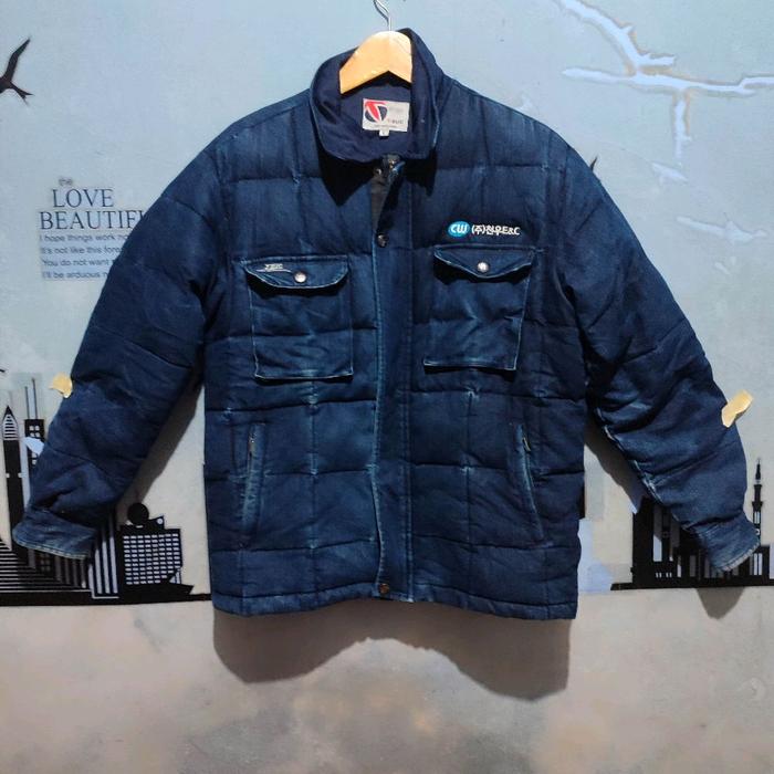 Jaket puffer casual denim TBUC dongker