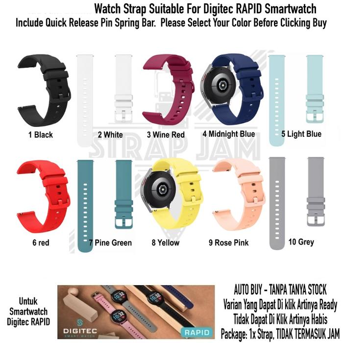 [PREMIER-W] TALI JAM TANGAN DIGITEC RAPID - STRAP 20MM RUBBER SILIKON ANEKA WARNA HIGH QUALITY