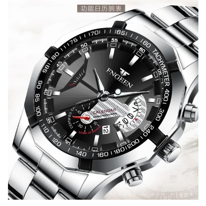 JAM TANGAN  ORIGINAL FNGEEN PRIA SILVER CLEMENTE GLOW IN COWOK MURAH JAM008S3 THE DARK KEREN BRANDED