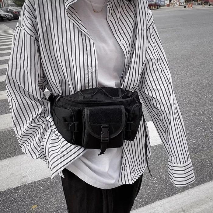 READY Tas Slempang Wanita Crocodile Waist bag Wanita Original - Hitam