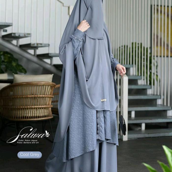 Salwa Set Antem Busa Tipis & New mazaya motif 2 by damaira hijab | gamis only