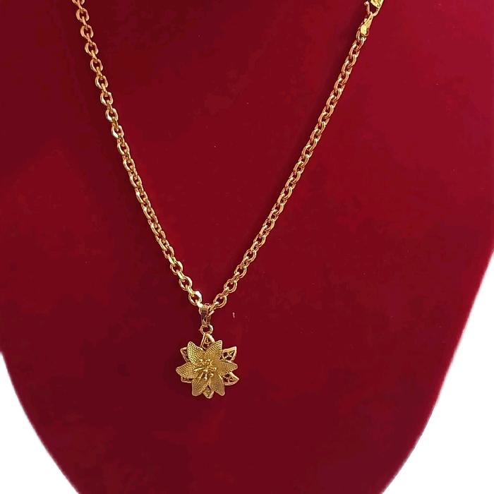 Kalung Medan London Sultan Warna Mas 24 Ukuran 45 cm Super Awet dengan Desain Bunga Elegan