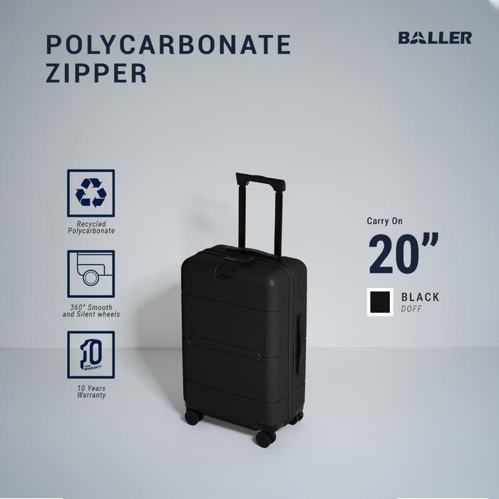 BALLER Koper Zipper Polycarbonate Carry On 20 inch - Koper Kabin Kecil Travelling TSA Lock MURAH