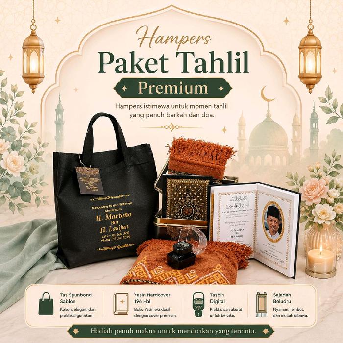 souvenir tahlilan mengenang 40 hari/100 harian/hampers paket buku yasin tahlil custom/souvenir sajad