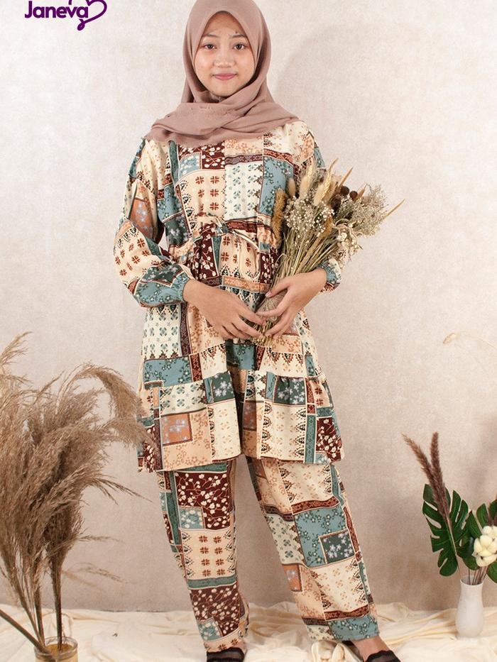 JANEVA Tunik Set Celana Stelan Muslim Wanita Maxmara Ethnik 021